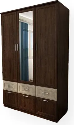 Zdjęcie produktu dla Meblast | Szafa 140/216 cm, ciemna Sonoma z lustrem, okucia premium | Klasyka, wysoka jakość