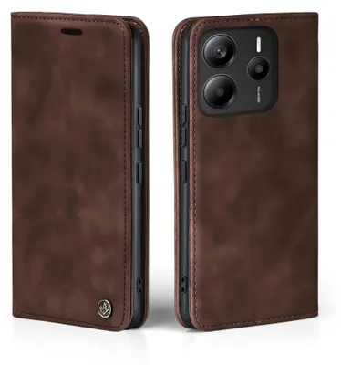 Produktbild von Handy Hülle für Xiaomi Redmi Note 14 5G Klapphülle Bookcase Flip Cover Handy Tasche Etui Farbe: Dunkelbraun