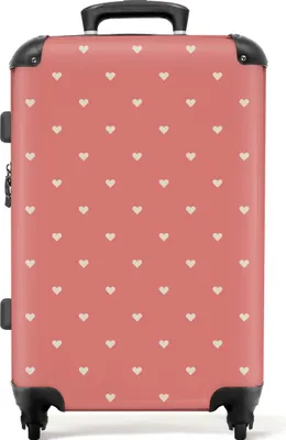 Produktbild von NoBoringSuitcases.com® Großer Koffer - Herzen - Rosa - Muster - Kombinationsschloss TSA - Hartschalen Trolley 4 Rollen - 72 liter - Reisekoffer - 66 cmKoffer Mittelgroß 67x43x25 cm, 72L,