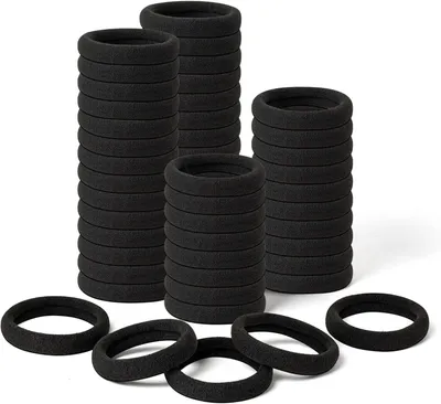 Produktbild von Haargummi schwarz 50er Pack – Zopfgummi ohne Metall | Baumwolle elastisch | Haarbänder schwarz für Damen, Mädchen & Herren | kein Ziepen