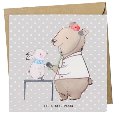 Produktbild von Mr. & Mrs. Panda Grußkarte Tierheilpraktikerin Herz - Grau Pastell - Geschenk, doppelkarte, anlasskarte, Klappkarte, Glückwunschkarte, faltkarte