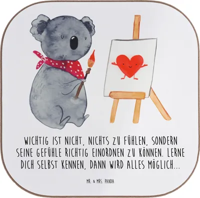 Produktbild von Mr. & Mrs. Panda Holzuntersetzer Emotionen ausdrücken Weisheit - Weiß - Geschenk, Selbstreflexion, gläseruntersetzer, Zuversicht, Untersetzer Tasse, für Gläser, Vertrauem