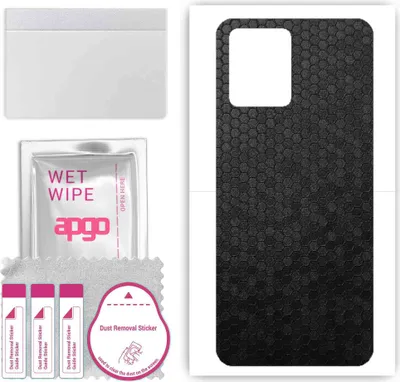 Produktbild von apgo Rückseite Schutzfolie, Skin, kompatibel mit Realme 8 Pro, Hinten Displayschutzfolie aus Vinylfolie, kratzfest, einfache Montage - Schwarze Honigwabe
