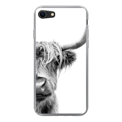 Produktbild von MuchoWow® Handyhülle Schutzhülle Hülle für iPhone 7 Schottischer Highlander - Tiere - Schwarz - Weiß Silikon Softcase Handy Hülle - Kartenhalter