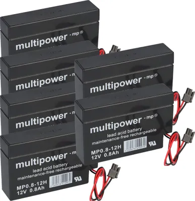 Produktbild von 6x Multipower Blei-Akku MP0,8-12H Pb 12V 0,8Ah Heim und Haus Stecker Rollladen