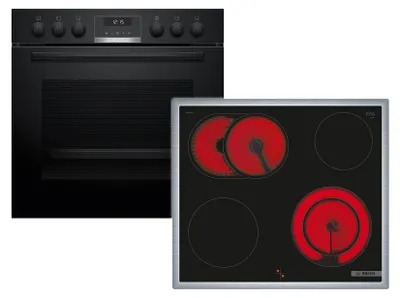 Produktbild von Bosch HEB517BB3 + NKN645GA2E, Keramik, 4 Zone(n), Glaskeramik, Schwarz, Berührung, 58,3 cm
