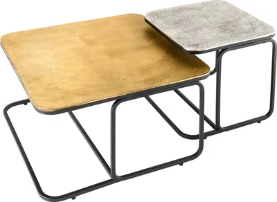Image de Table basse 60 cm en métal doré et argenté, design moderne pour le salon - ACHETER MAINTENANT