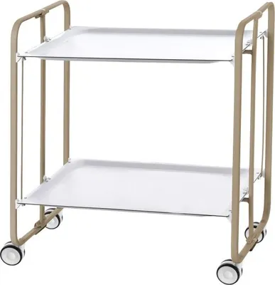 Produktbild von DON HIERRO - Klappbarer Servierwagen BAUHAUS mit Rollen – Metallgestell sandfarben, 2 Ebenen, 4 Positionen