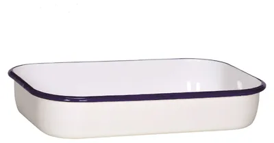 Immagine prodotto di Casseruola, teglia, forno e lasagne Karl Krüger Husum 36 cm, acciaio, bianco con bordo blu, 36 x 23 x 7 cm