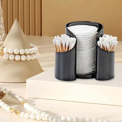 Produktbild von Zahnstocherhalter und Wattestäbchenspender zur Make-up-Aufbewahrung, Schwarz
