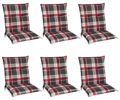 Produktbild von Beautissu 6er Set Sunny RK Niedriglehner Auflagen 100x50 cm in Bordeaux Kariert