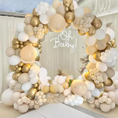 Image de Ballons anniversaire guirlande de ballons or 185 pièces ballons guirlande couleur sable ensemble de ballons guirlande pour mariage anniversaire fête décoration