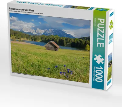 Produktbild von CALVENDO Puzzle Enzianwiese am Geroldsee | 1000 Teile Lege-Größe 64x48cm Foto-Puzzle für glückliche Stunden