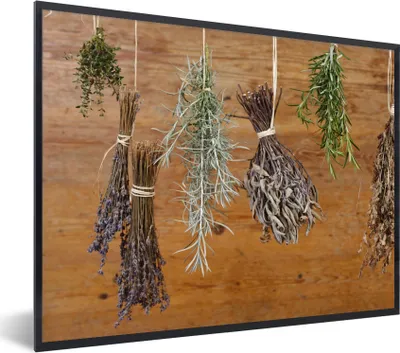 Produktbild von MuchoWow® Gerahmtes Poster Getrocknete Kräuter 40x30 cm - Poster mit Schwarzem Bilderrahmen Wandposter Rahmen Foto Bilder - Kunstposter - Wanddekorationen