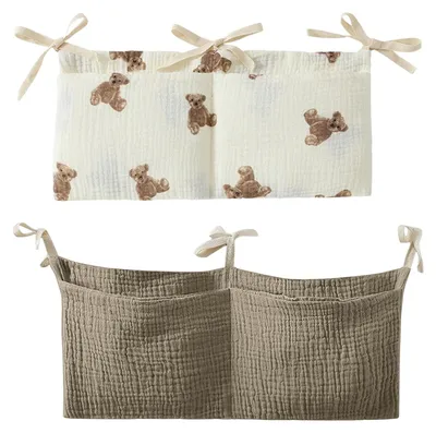 Immagine prodotto di Organizer da culla appeso - Cotone - Marrone - 40 x 20 cm - 2 pezzi