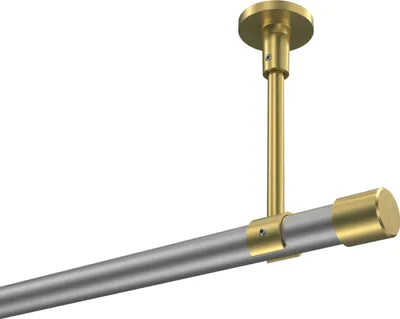 Produktbild von Interdeco Gardinenstange / Vorhangstange Silbergrau / Messing-Optik, Typ Sonette Santo (Kappe) ohne Ringe, Deckenmontage, 20 mm Ø 1-läufig, 420 cm