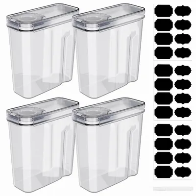 Immagine prodotto di Contenitori per alimenti - Contenitori in plastica ermetici con coperchio - 4 L ciascuno - Trasparenti - Per muesli/riso/pasta - 4 pezzi