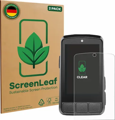 Produktbild von 2x ScreenLeaf Schutzfolie für Wahoo Elemnt Bolt 3 nachhaltiger Displayschutz Display Schutz Folie Klar Transparent