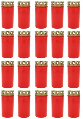 Produktbild von 20 Stück Grablicht Brenner Nr. 3 Rot mit Deckel Grabkerzen Grablicht Grablichtkerze Trauerlicht Gedenkkerze Golddeckel