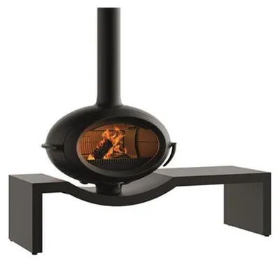 Image de Poêle à bois BRIO SUR BANC - 7 kW - Rdt: 76% - B. 50 cm - 100% fonte - Anthracite