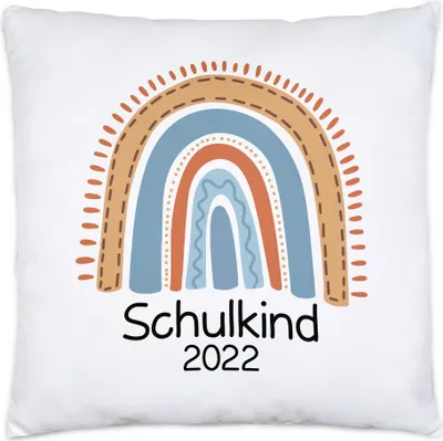 Produktbild von Schulkind 2022 Kissen Inkl. Füllung Einschulungsgeschenk Grundschule 1. Klasse Schulstart Wasserfarben Regenbogen