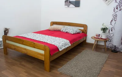 Produktbild von Kinderbett / Jugendbett Kiefer Vollholz massiv Eichefarben A6, inkl. Lattenrost - Abmessung 140 x 200 cm