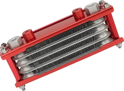Zdjęcie produktu dla 17-częściowy zestaw chłodnic oleju motocyklowego, aluminiowy, 4-rzędowy zestaw chłodzenia silnika, zamiennik do Monkey 125 cc-140 cc, czerwony