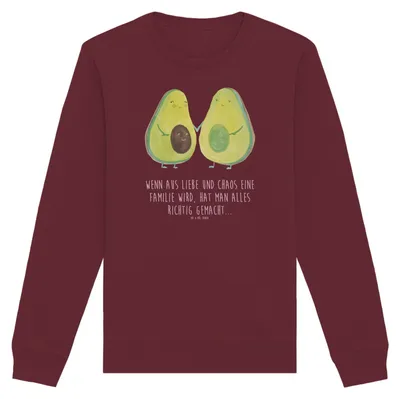 Produktbild von Mr. & Mrs. Panda Baumwoll Sweatshirt Avocado Pärchen Größe M - Burgundy - Geschenk, Bio, Kinder, Pullover, Pulli, Sweater, Schwangerschaft, Hochzeit