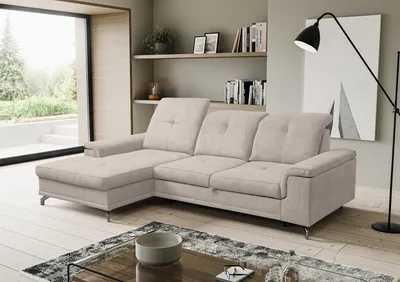 Produktbild von VENASI PANAMA Links Ecksofa mit Schlaffunktion und Bettkasten Schlafsofa BEIGE Sofa L Form Eckcouch