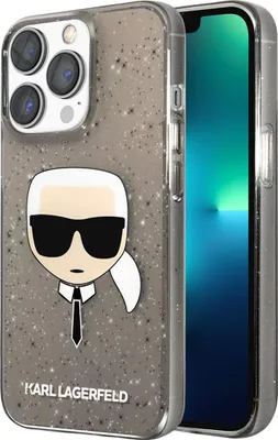 Image de Karl Lagerfeld, Étui de protection pour Apple iPhone 13 Pro Glitter Karl, Noir