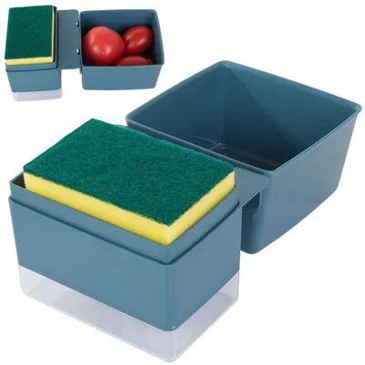 Produktbild von Waschmittelspender mit Schwamm- und Spülmittel-Organizer, Dosierfunktion, 14x10x10,5 cm