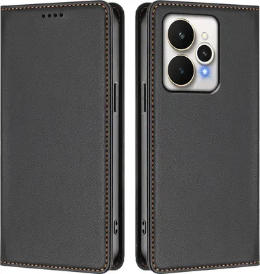 Obrázek produktu pro Kožené pouzdro pro Realme 15 /Realme 15 Pro 5G, magnetické flipové pouzdro zPolyuretankůže se stojánkem Černá