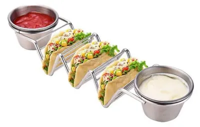 Obrázek produktu pro Herzberg HG-04043: Nerezový držák na tacos se 2 šálky