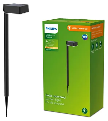 Zdjęcie produktu dla Philips Lampa słupkowa/przyścieżkowa Vynce 1,5 W, Zewnętrzne oświetlenie postument/słup, Czarny, Plastik, IP44, Patio, Ogród, III