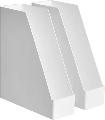 Productafbeelding van Tijdschriftenhouders set van 2 - Kunststof - Voor bureau lade of kast - Wit