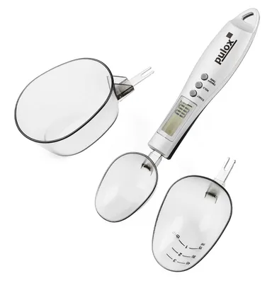 Productafbeelding van Lepelweegschaal PLW-100 van pulox met drie lepels 25 ml, 45 ml en 180 ml