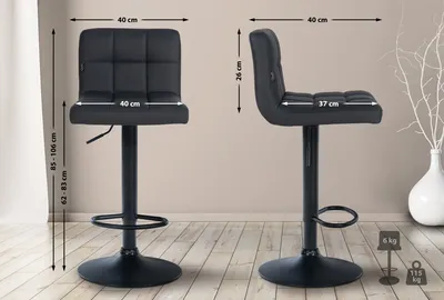 Produktbild von 4er Set Barhocker HLO-CP258 Kunstleder schwarz schwarz