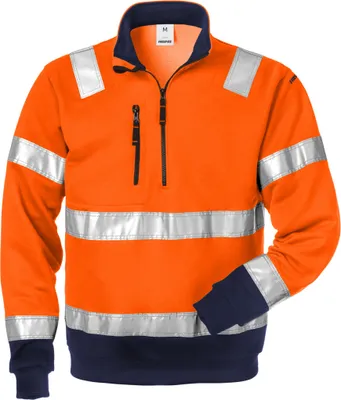 Produktbild von Fristads Warnschutz-Sweatshirt mit halbem Reißverschluss Klasse 3 728 Shv