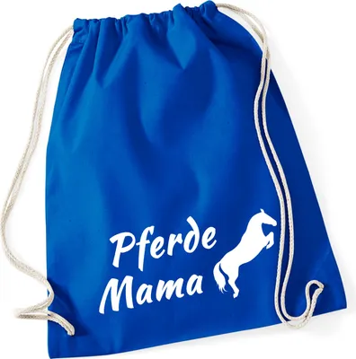 Produktbild von Huuraa Turnbeutel Pferdemama Silhouette 12 Liter Bright Royal Baumwolle Rucksack Geschenkidee