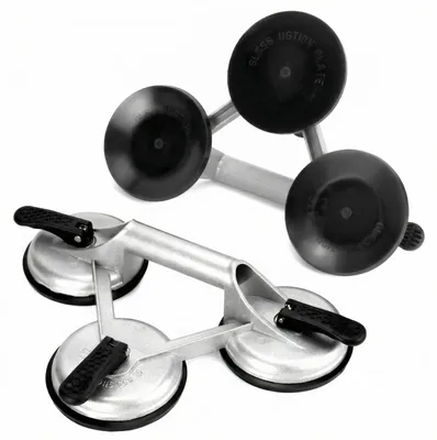 Obrázek produktu pro Přísavka na sklo - 2 kusy - 180 kg - 3 přísavky Ø 12 cm - Hliníková rukojeť