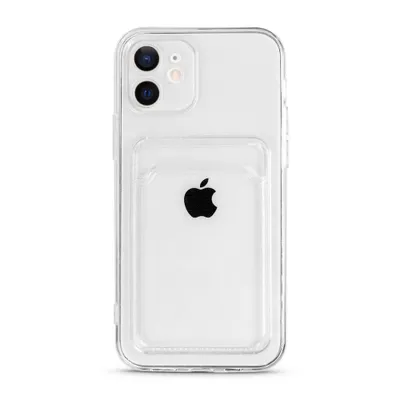 Image de Coque silicone Smartphonica iPhone 12 avec porte-cartes - Transparent