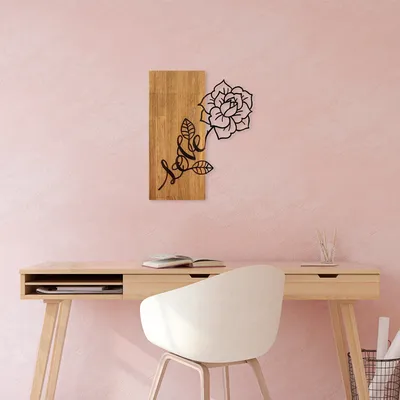 Obrázek produktu pro Wallity, Rose- SKL2451, barva ořech,černá, Ostatní bytové dekorace, 47 x 58 cm, 100% dřevo (tloušťka: 3 cm) / kov (tloušťka: 1