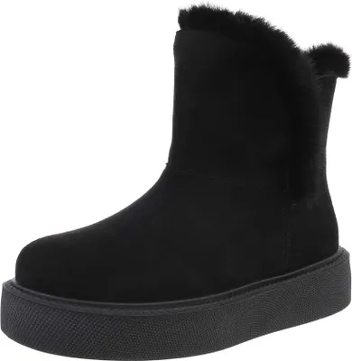Produktbild von Ital-Design Damen Stiefeletten Plateaustiefeletten Flache Stiefeletten Leicht gefüttert Wildlederoptik Snowboots 87214755 Schwarz Gr.  37