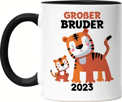 Produktbild von Großer Bruder 2023 Tasse Schwarz Geschwister Bruderliebe Katzen Geborgenheit Beschützer Welt Liebe Bro Familie