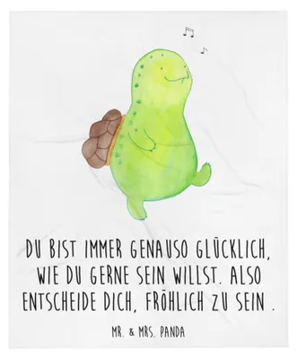 Produktbild von Mr. & Mrs. Panda Kuscheldecke Schildkröte Pfeifen - Weiß - Geschenk, Trennung, Decke, Sofaüberwurf, Plaid, Schildkröten, Lebensfreude, Flauschige, Wohndecke, Depression