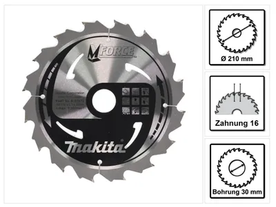 Produktbild von Makita Kreissägeblatt Mforce 210 x 30 x 2,3 mm 16 Zähne ( B-07973 )
