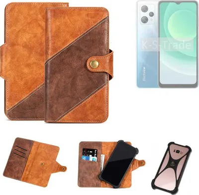 Produktbild von K-S-Trade Handyhülle Schutzhülle Bookstyle Case Wallet-Case kompatibel mit Blackview A53 Cover Klapphülle Kantenschutz Smartphone dunkelbraun braun