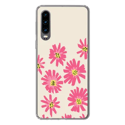 Produktbild von MuchoWow® Handyhülle Schutzhülle Hülle für Huawei P30 Blumen - Muster - Minimalismus Silikon Softcase Handy Hülle - Kartenbesitzer