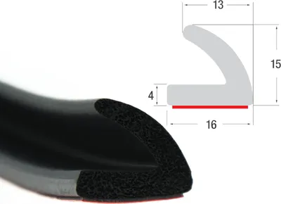 Produktbild von WKP1 Moosgummi EPDM / L - Profil 16x15 mm selbstklebend (als Montagehilfe) L-Winkel Gummi Profil