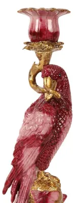 Produktbild von Kerzenhalter Papagei, 33 cm - Rot - Polyresin